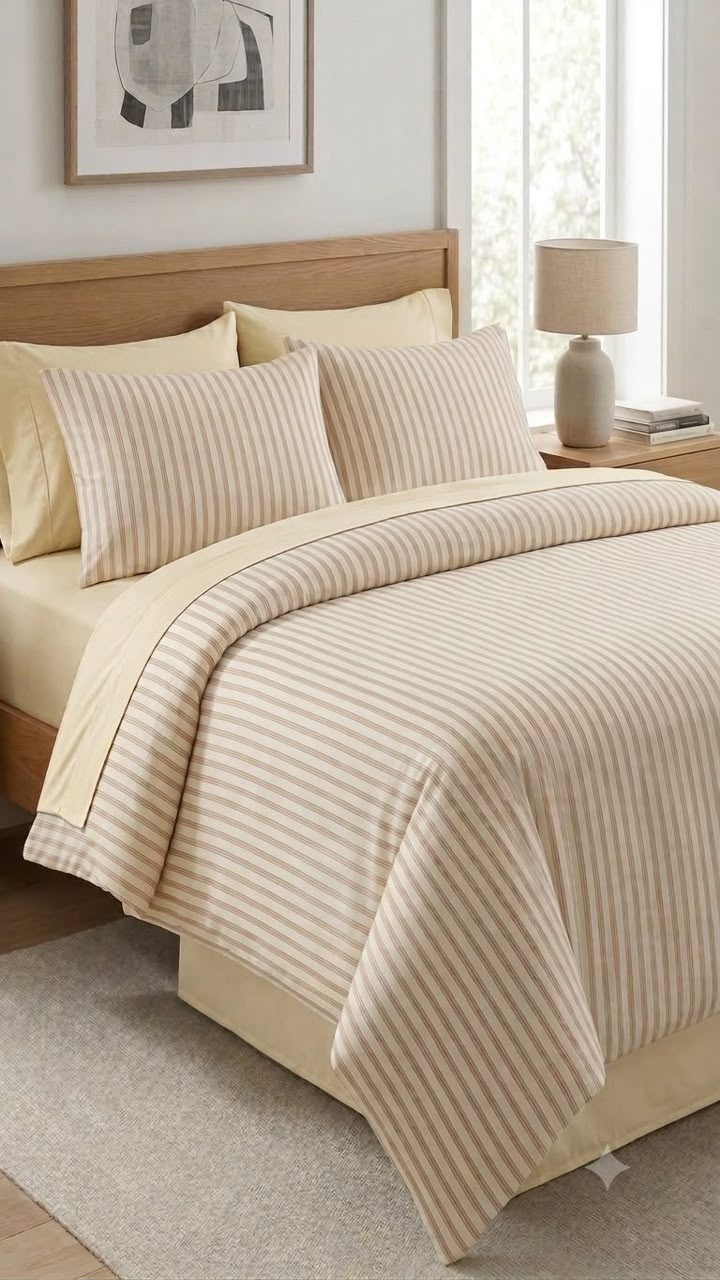 6-Piece Bedding Set – Printed Duvet Cover, Plain Fitted Sheet, 2 Printed Pillowcases & 2 Plain Pillowcases