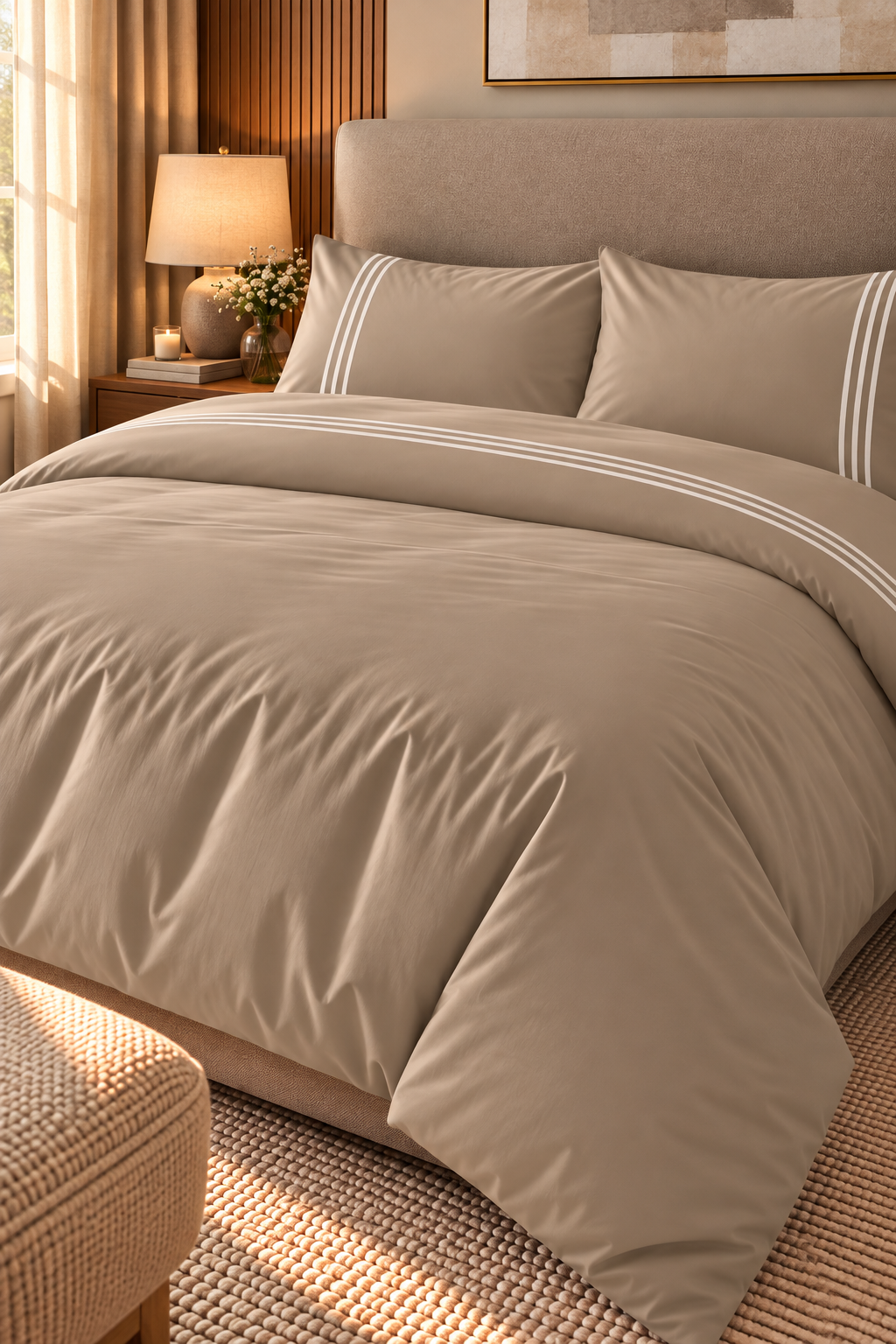3-Line Duvet Cover & 2 Pillowcases with 3-Line