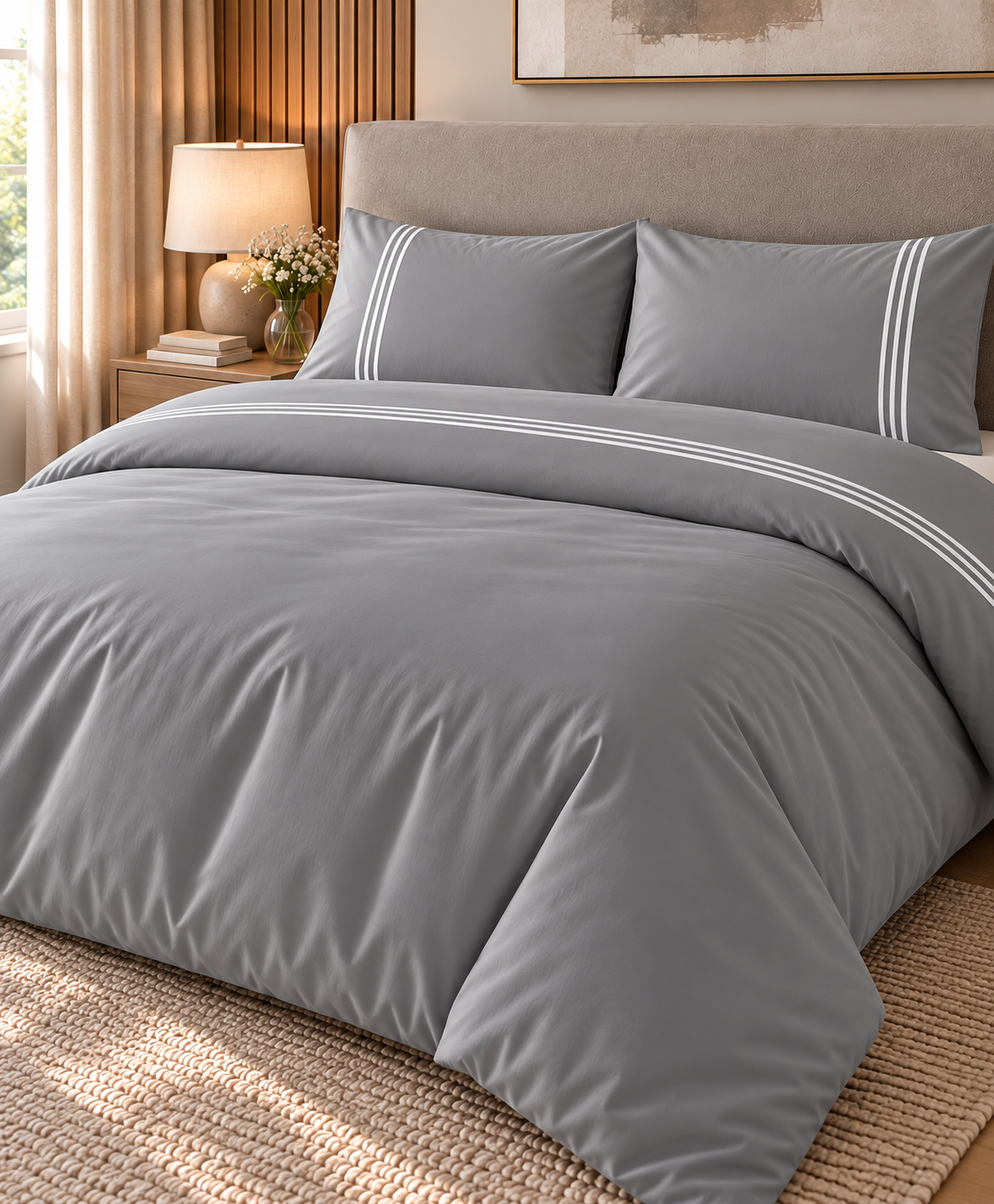 3-Line Duvet Cover & 2 Pillowcases with 3-Line