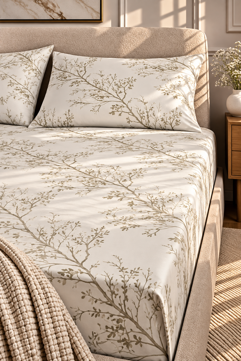 Flat Printed Bedsheet & 2 Pillowcases – Stylish Printed Design