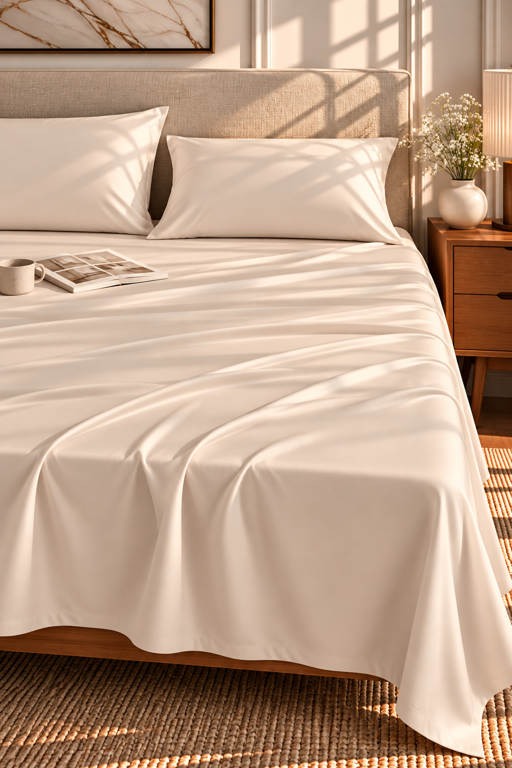 Flat Bedsheet & 2 Pillowcases – Plain & Elegant