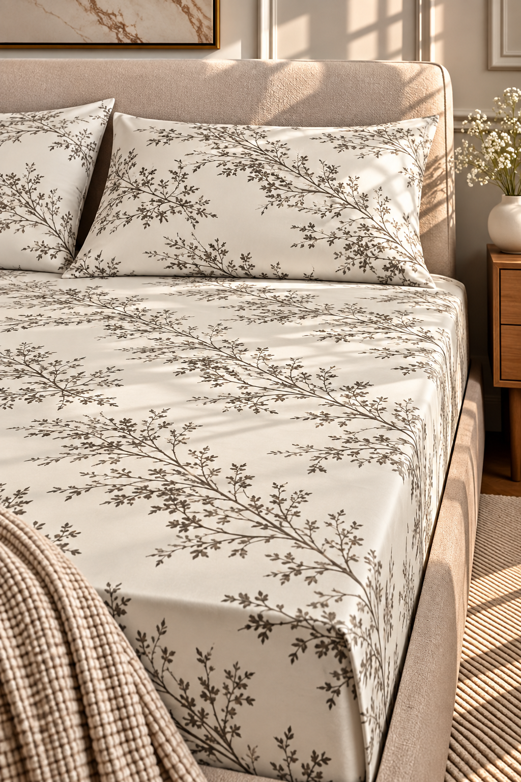 Flat Printed Bedsheet & 2 Pillowcases – Stylish Printed Design