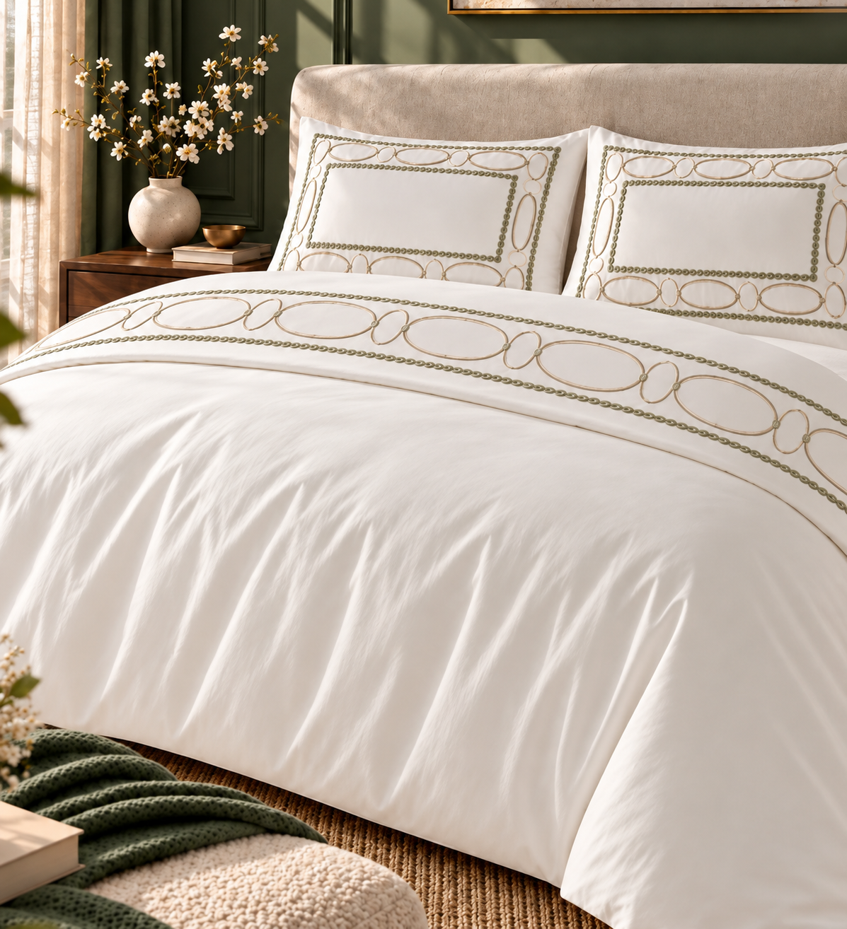 Embroidered Duvet Cover & 2 Embroidered Pillowcases