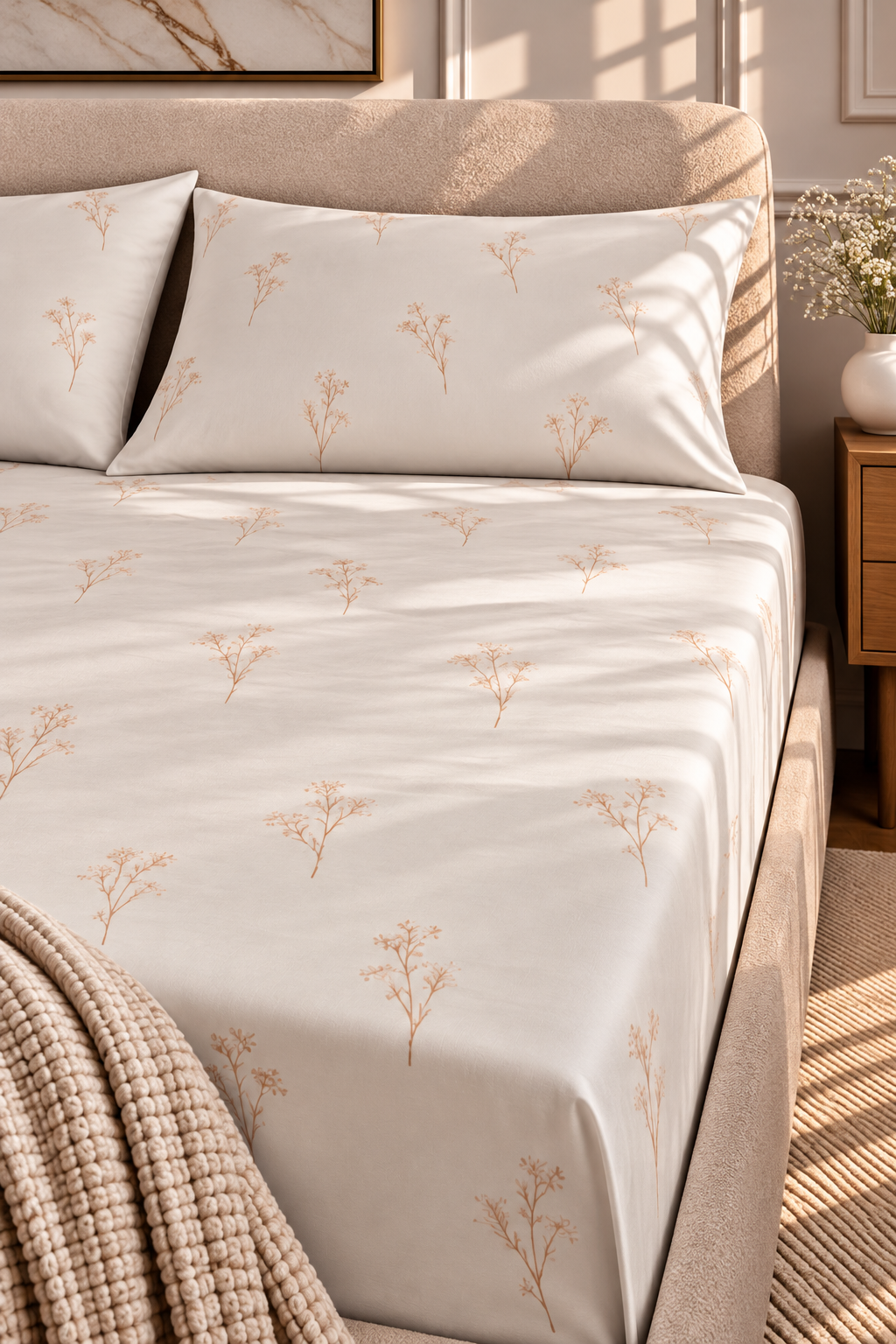 Flat Printed Bedsheet & 2 Pillowcases – Stylish Printed Design