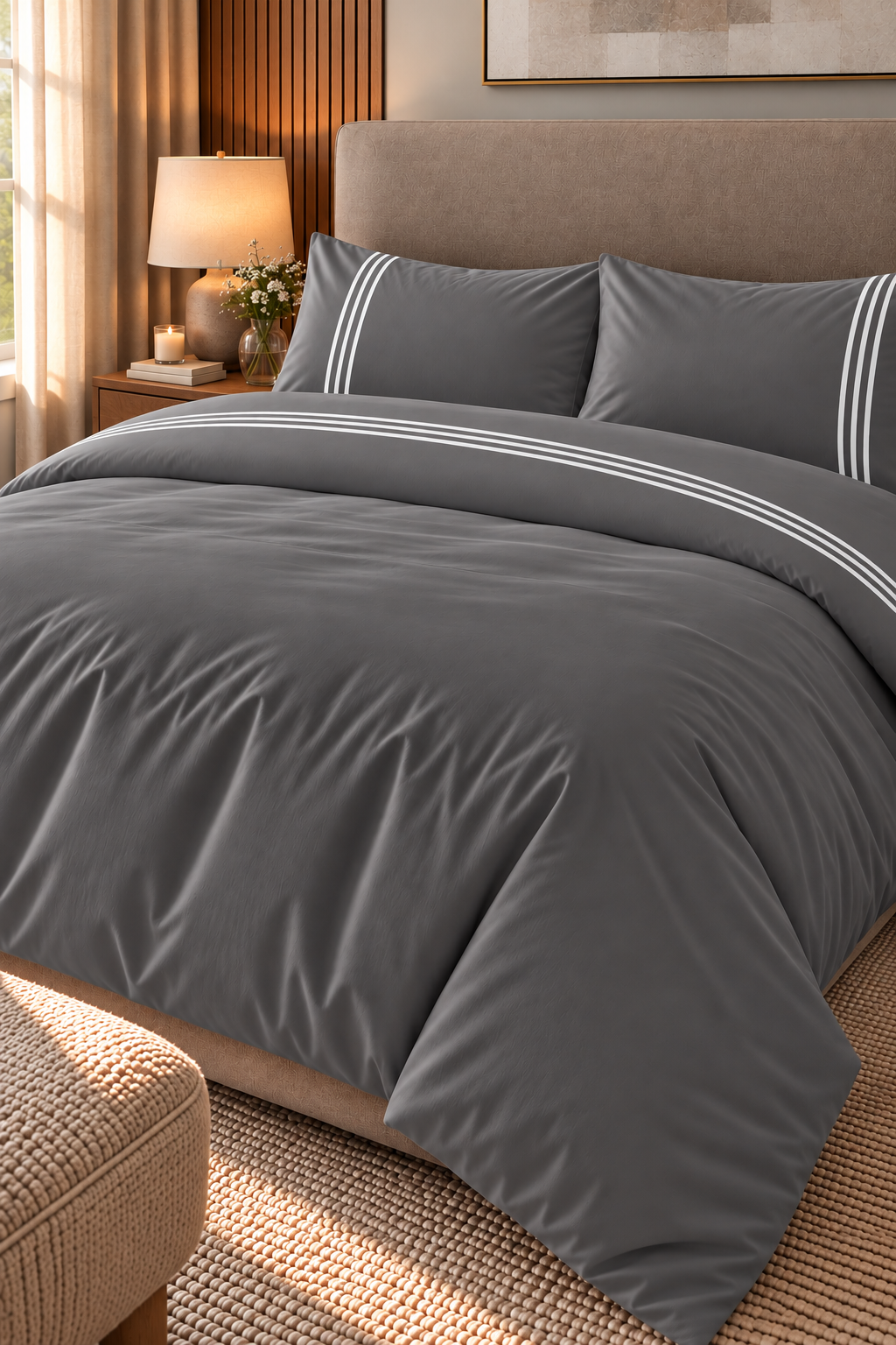 3-Line Duvet Cover & 2 Pillowcases with 3-Line