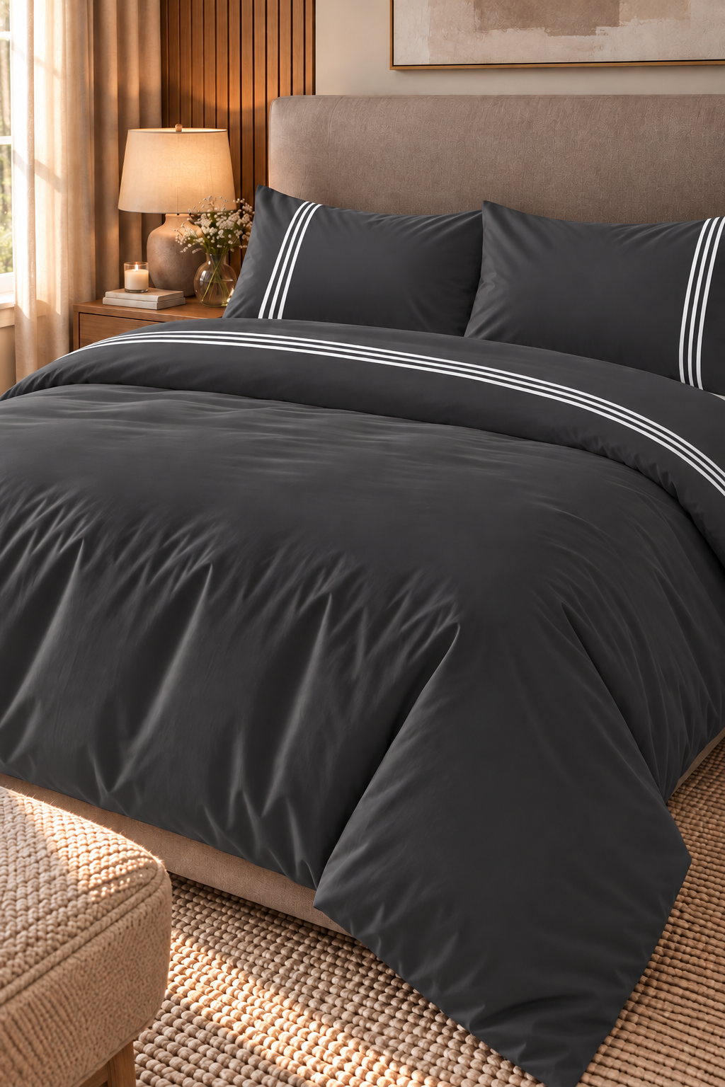 3-Line Duvet Cover & 2 Pillowcases with 3-Line