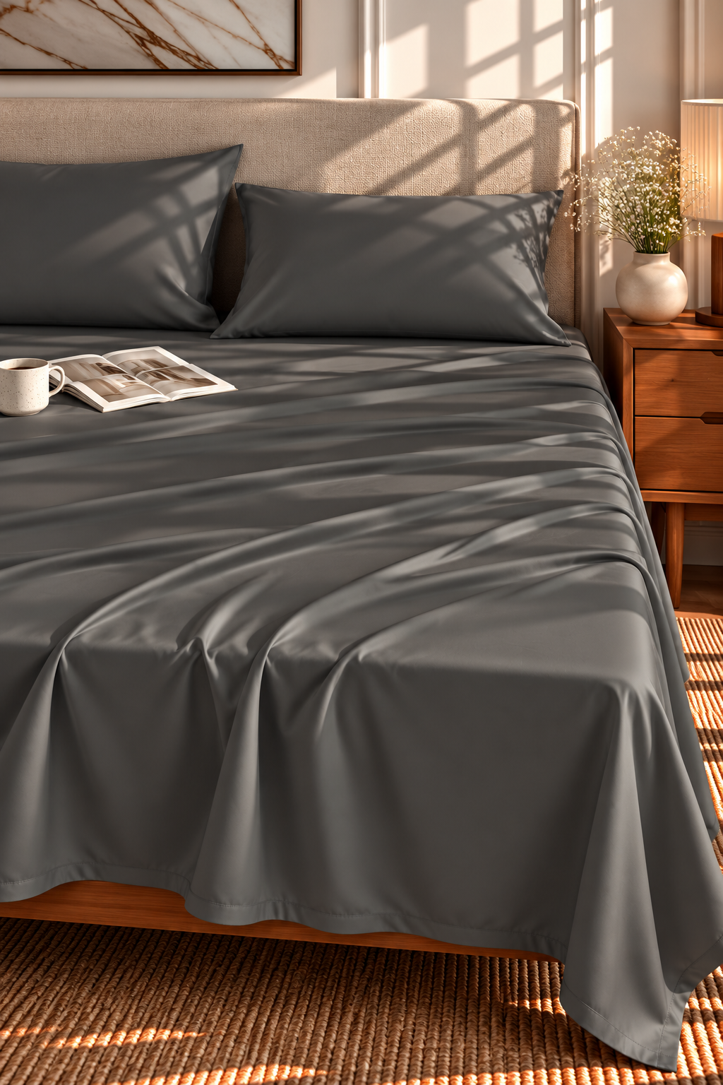 Flat Bedsheet & 2 Pillowcases – Plain & Elegant