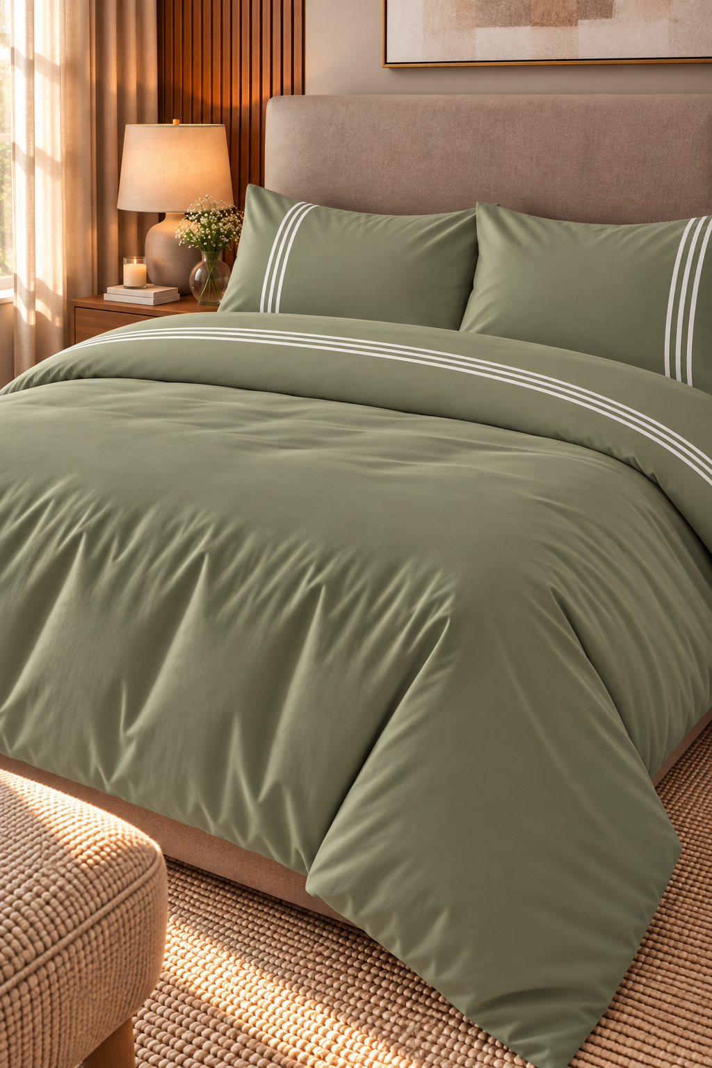 3-Line Duvet Cover & 2 Pillowcases with 3-Line