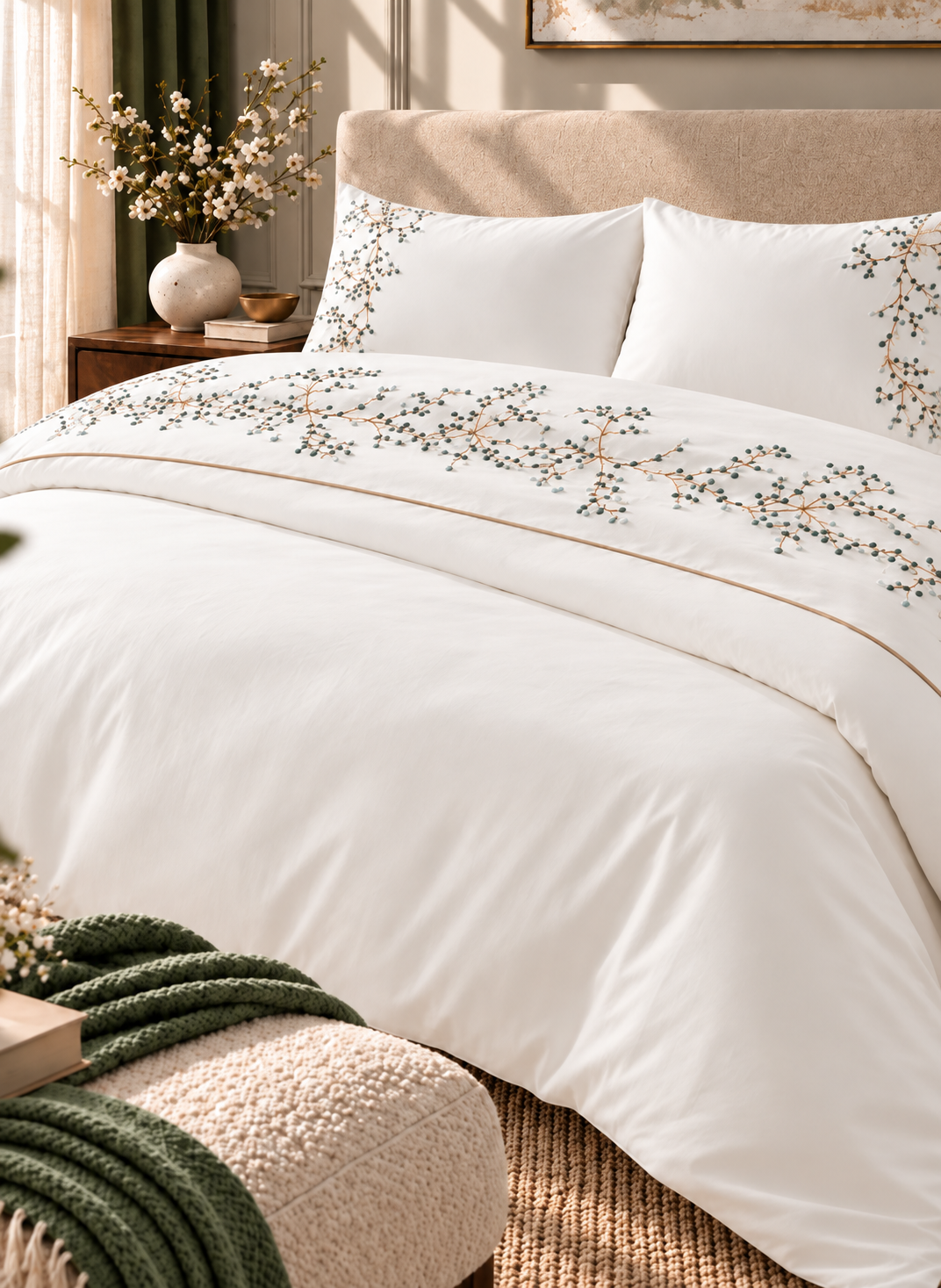 Embroidered Duvet Cover & 2 Embroidered Pillowcases